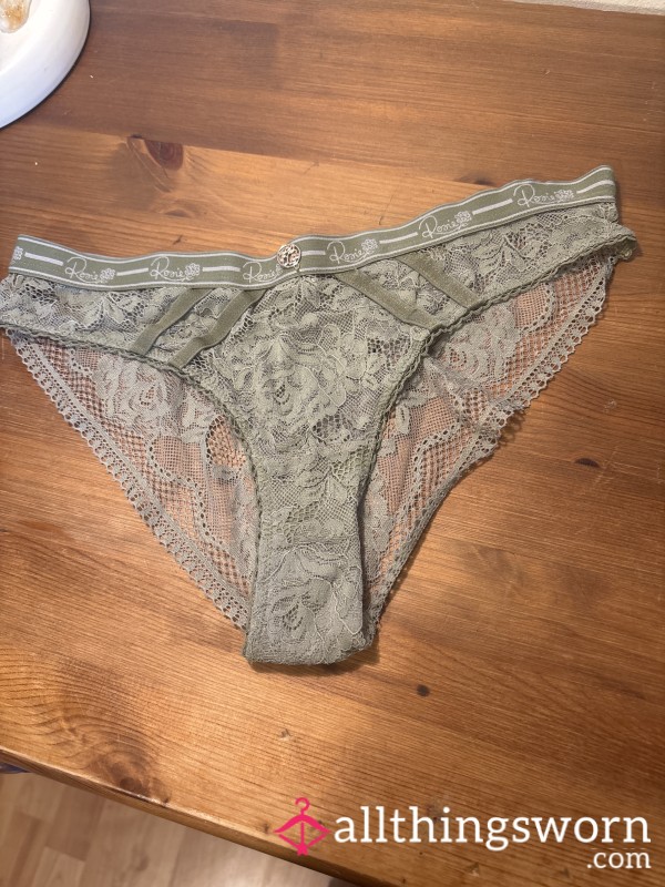 Well Worn Lace Green Panties