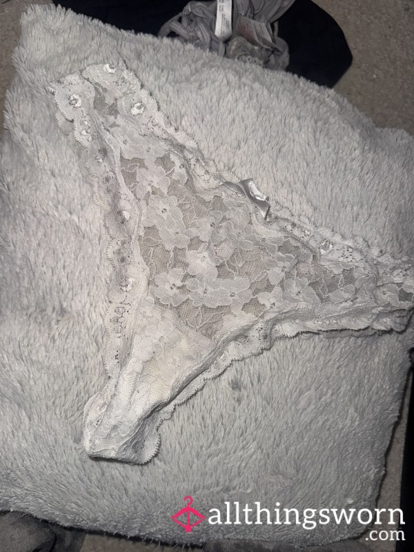 Well Worn Lacey White Panties 🤍