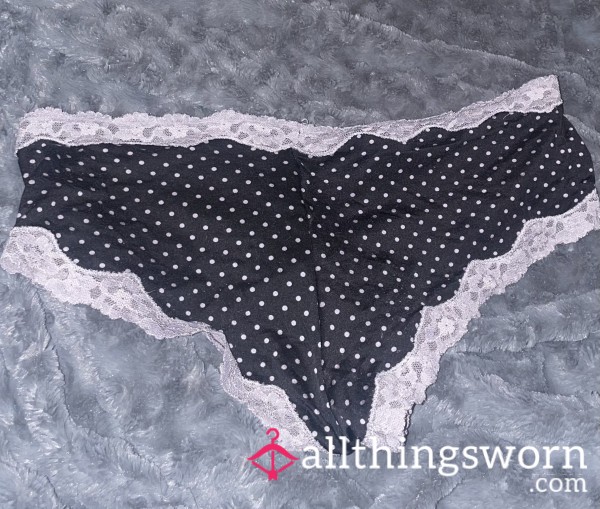 Well-Worn Nylon Polka Dot Cheeky Panties