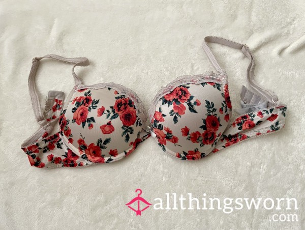 Well Worn Padded Flor*l Satin Bra