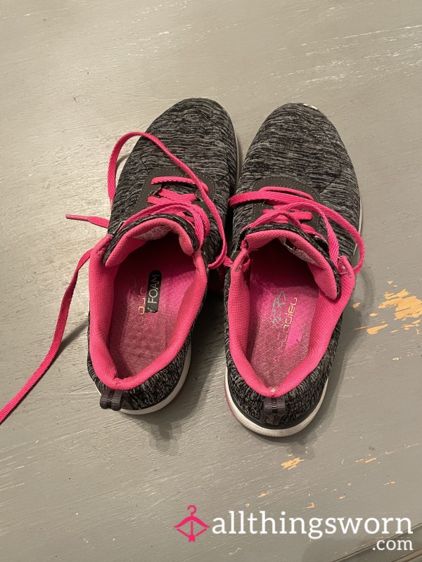 Well Worn Pink And Gray Tennis Shoes