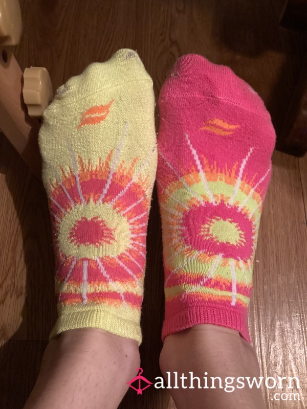 Well-Worn Pink And Yellow Socks