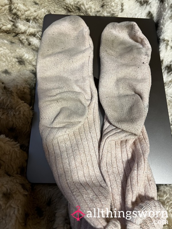 Well-Worn Pink Boot Crew Socks