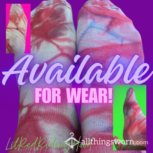 Well-Worn Pink & Yellow And White & Blue Tye Dye Socks