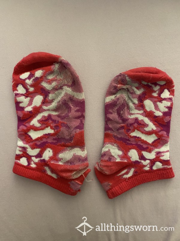 Well Worn Pink Print Ankle Socks