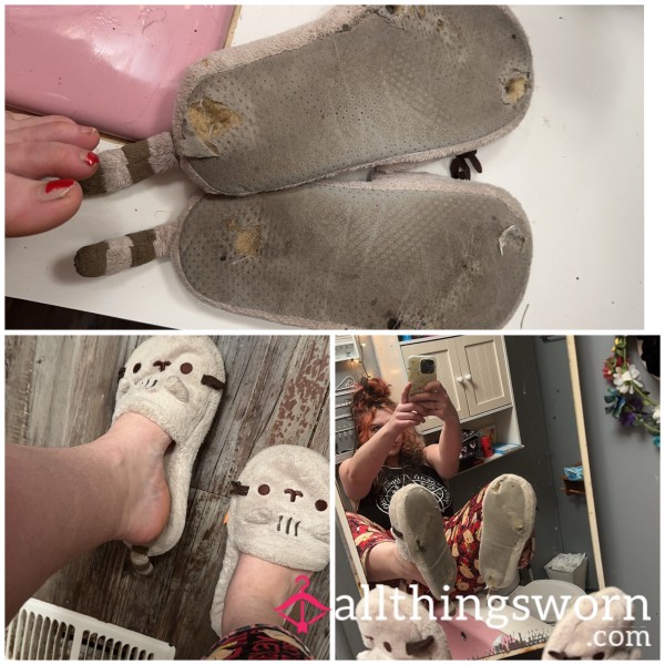 Well Worn Pusheen Kitty Cat Slippers