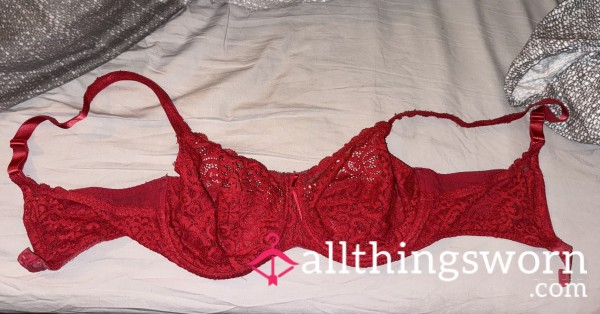 Well Worn Red Lace Bra Cup G