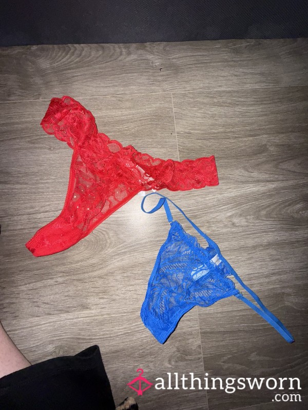 Well Worn Red Lacey Thong ❤️ Blue Thong Sold!