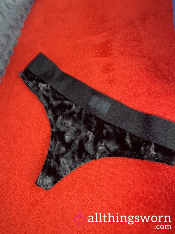 Well Worn , S**y , Black Velvet Thong :)