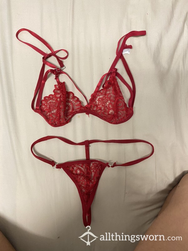 Well Worn S**y Red Lingerie, M*sturb*ted & F**ked