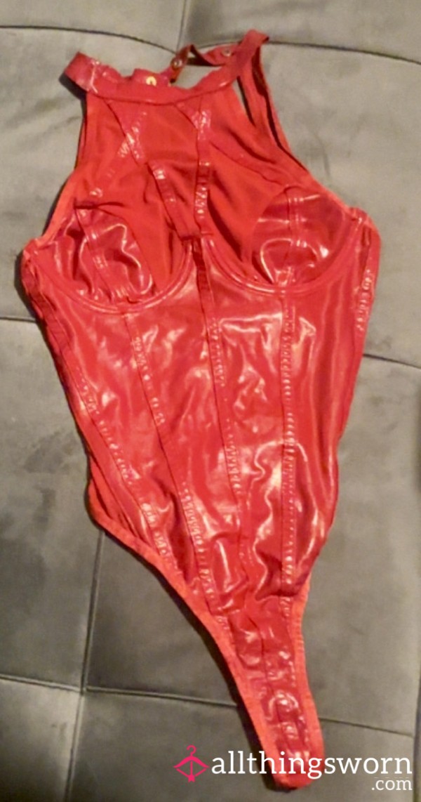 Well Worn S**y Red Pvc Lingerie