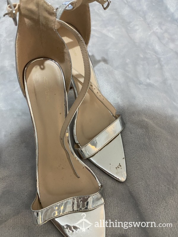 Well Worn Silver Old High Heels