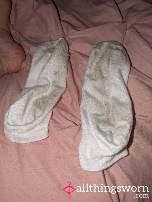 Well Worn Smelly White Ankle Socks