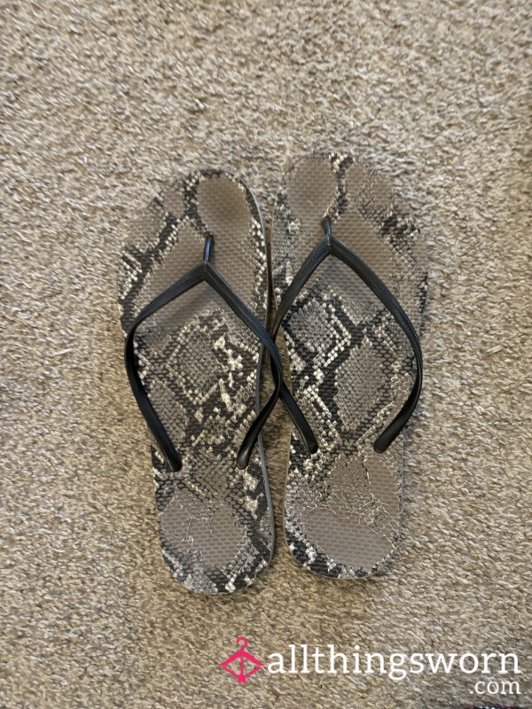 Well Worn Snake Print Flip Flops