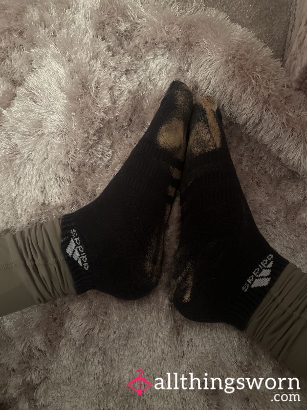 Well Worn/ Stained Black Adidas Socks