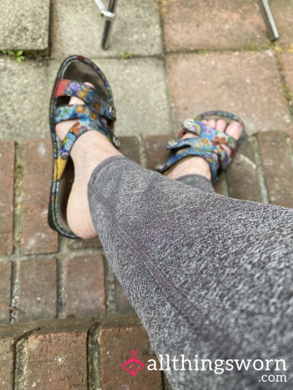 Well Worn Stained Toe Feet Print Sandals