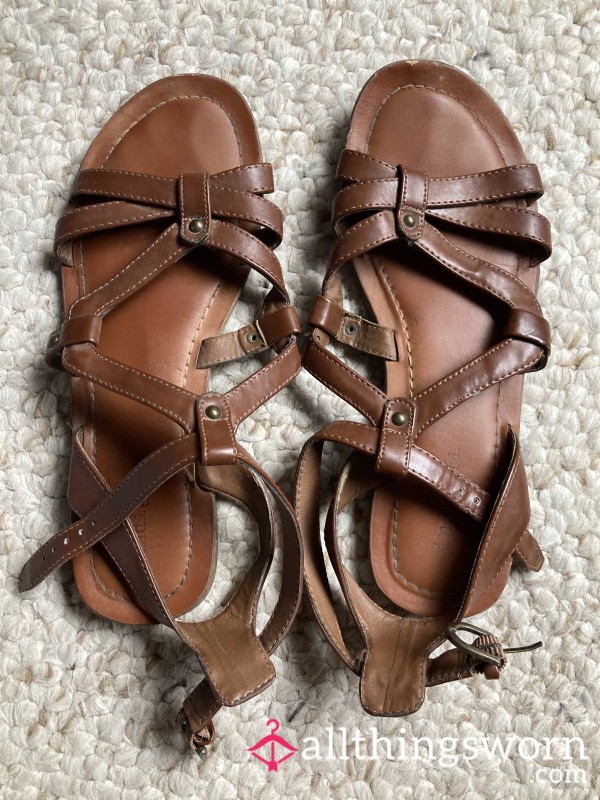 Well-Worn Strappy Brown Sandals