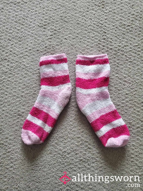 Well Worn Striped Fuzzy Socks