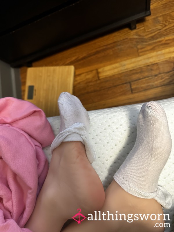 Well-worn Sweaty White Ankle Socks