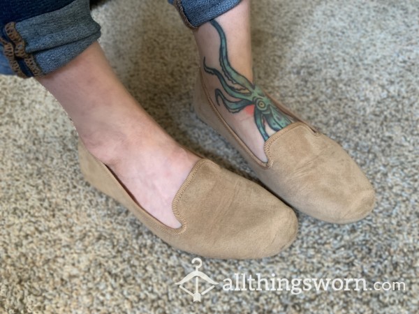 Well-Worn Tan Flats