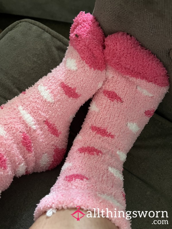 Well-worn Used Pink Fluffy Socks