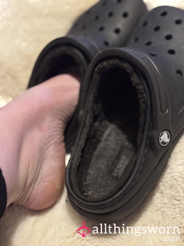 Well-Worn, Well-Loved Fluffy Crocs – UK Size 4