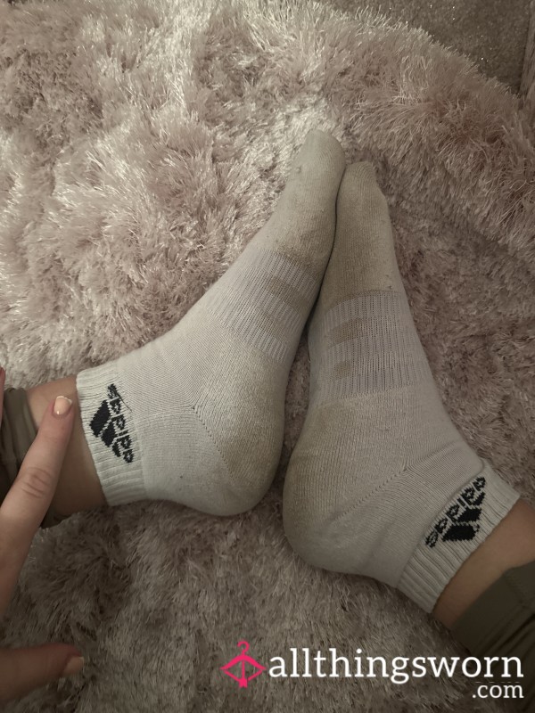 Well Worn White Adidas Ankle Socks