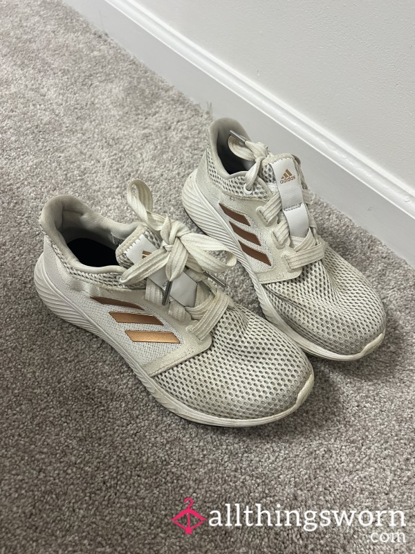 Well Worn White Adidas Sneakers