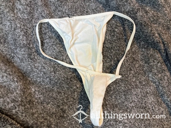 Well Worn White Cotton Thong