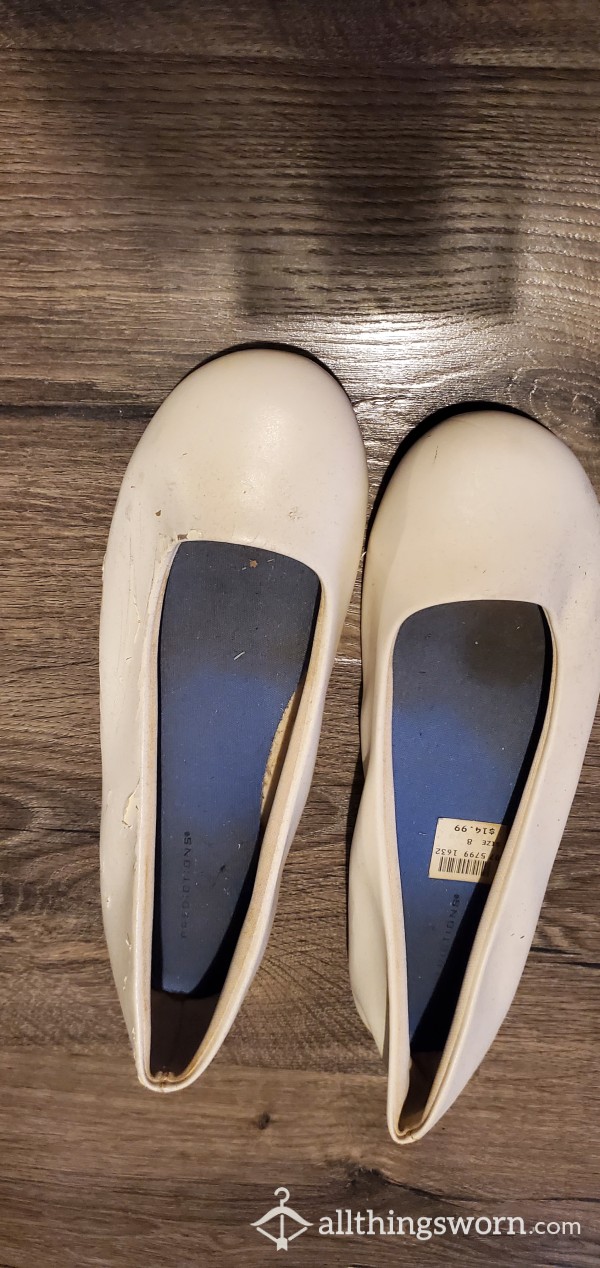 Well Worn White Flats