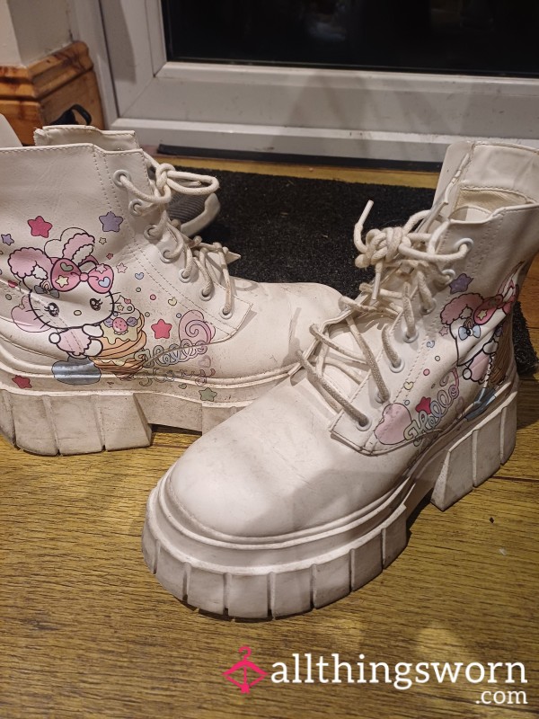 Well-worn White Hello Kitty Boots