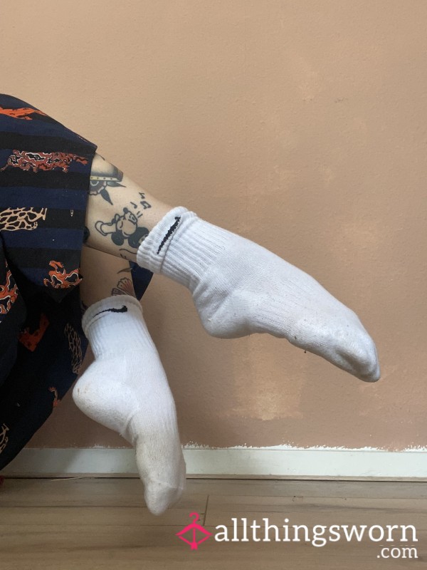 Well-Worn White Nike Socks - Scented & Used By Your Soft Domme