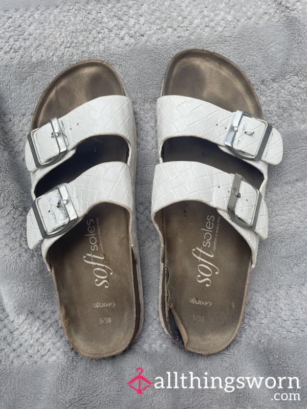 Well Worn White Sandals