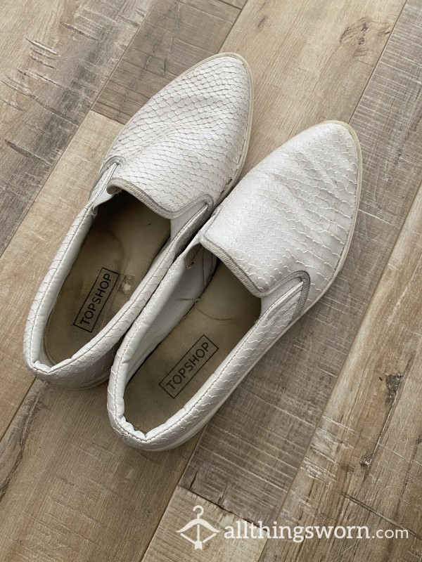 Well Worn White Slip On Flat Sneakers