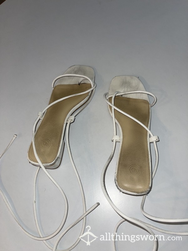 Well Worn White Strappy Sandals