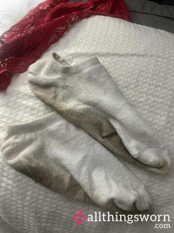 Well Worn White Trainer Socks