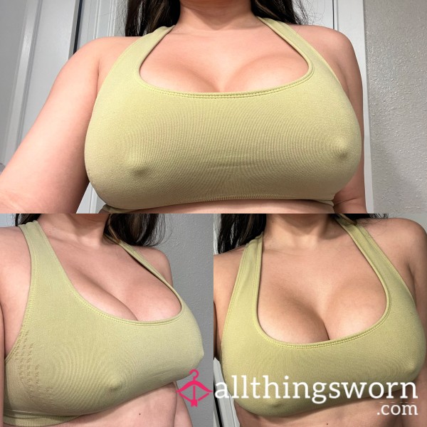 Well Worn Yellow Racerback Sports Bra