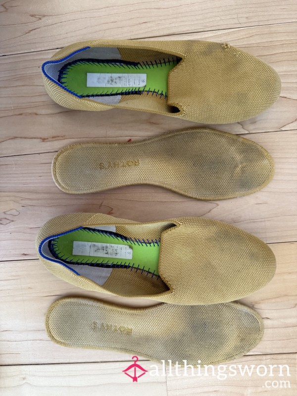 Well Worn Yellow Rothy Loafers In Size 8.5