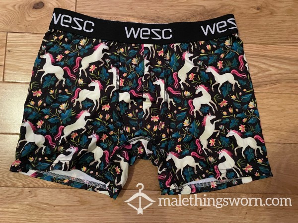 WESC Sk*ter Silky Polyester Microfibre Unicorns Funky Boxer Shorts (S)