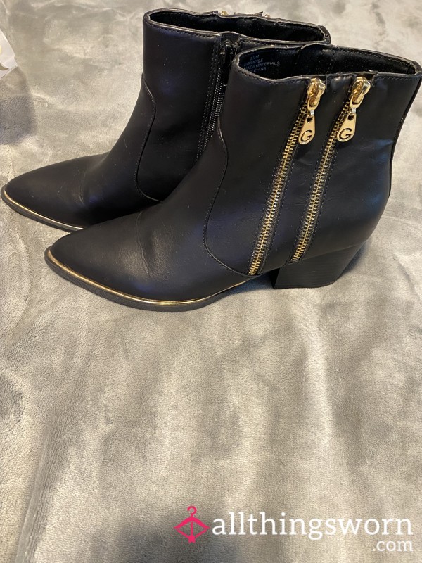 Western Black Mid Calf Boots