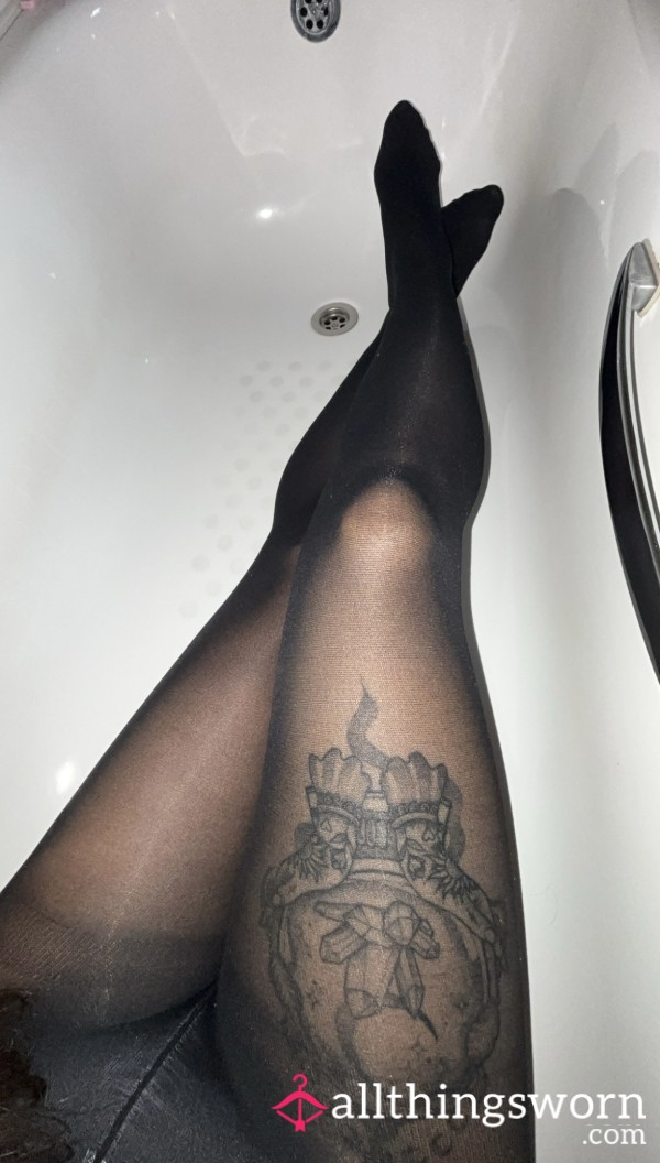 Wet Black Tights