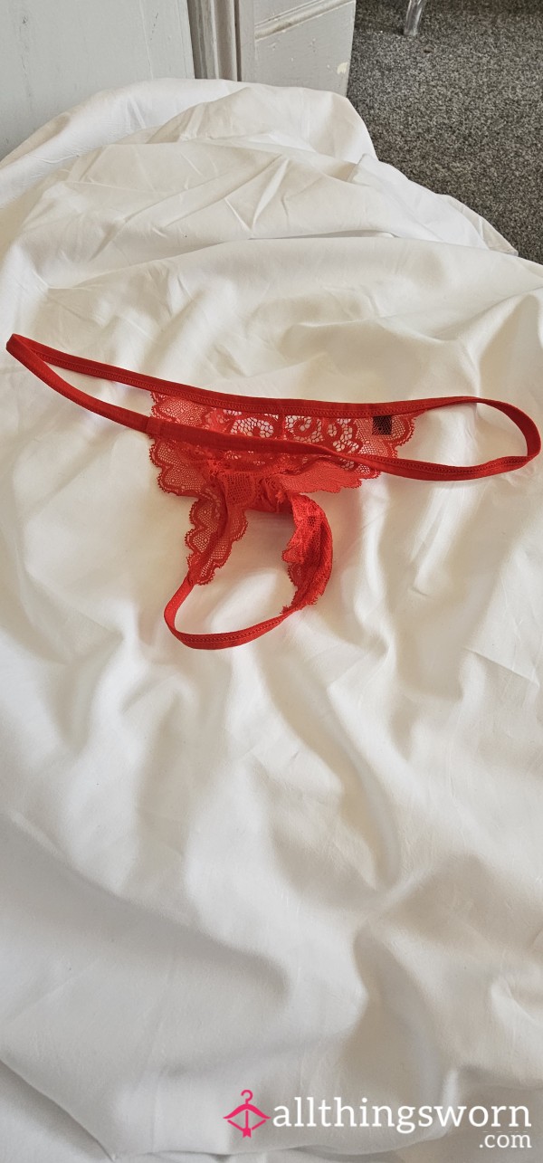 Wet Little Red Lace Thong