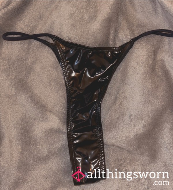 Wet Look Pvc Black Thong Bikini Bottoms