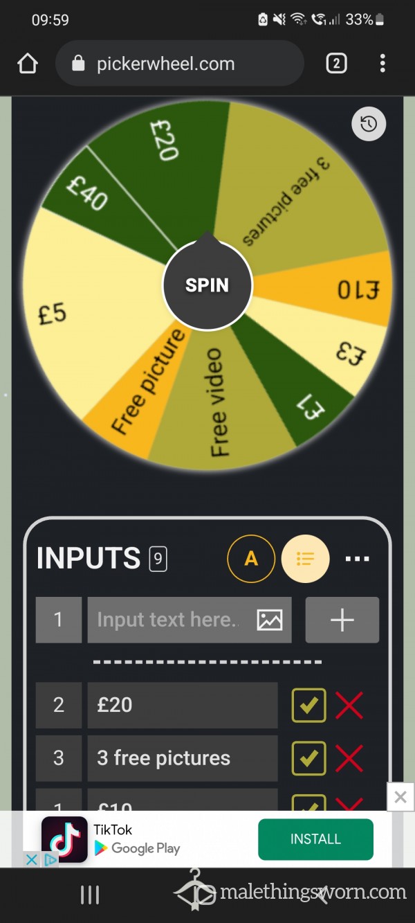 Spend/ Reward Wheel Spin!