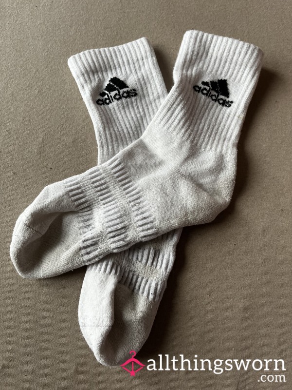 White Adidas Crew Socks