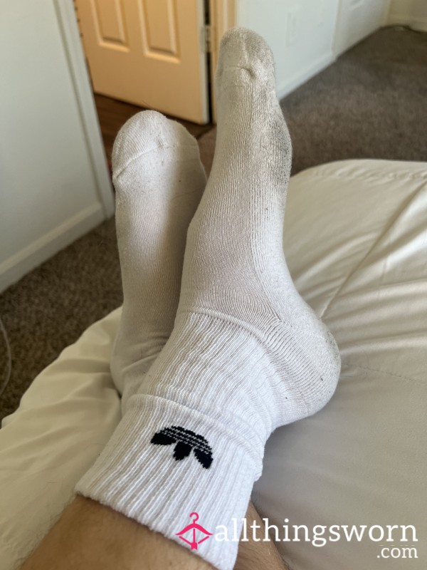 White Adidas Crew Socks