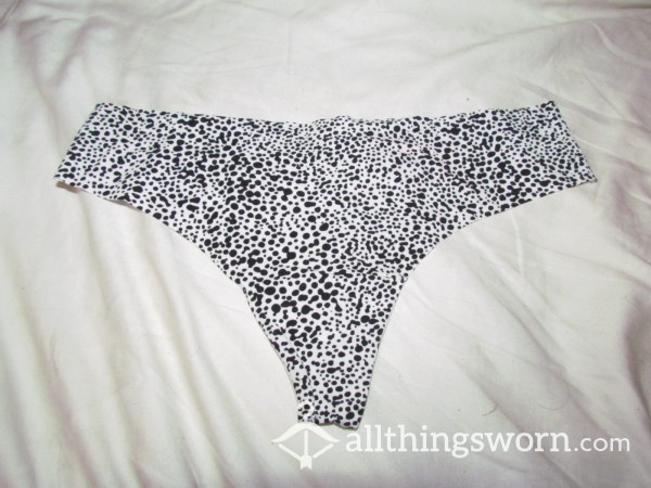 White And Black PolkaDot Thong