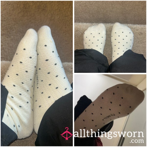 White And Black Polkadot Socks