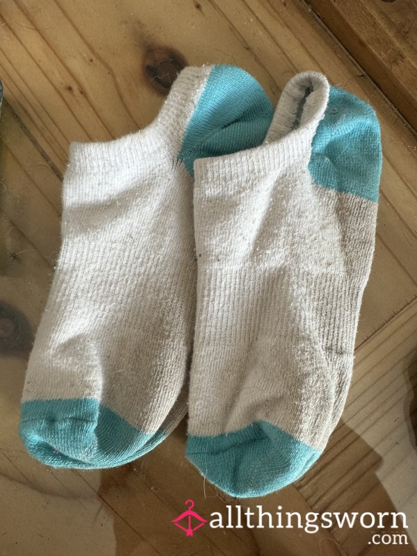 White And Blue Ankle Socks