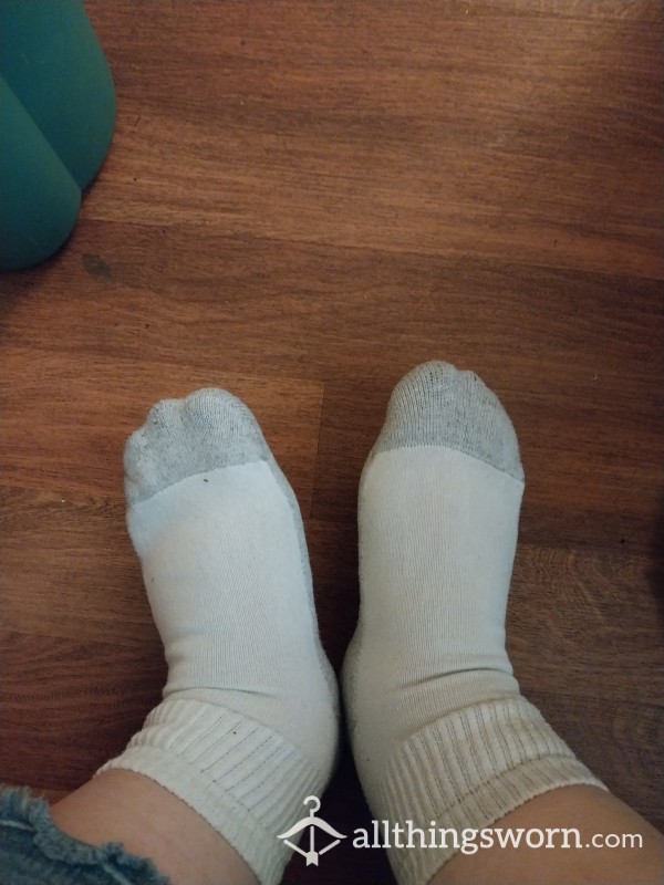 White And Gray High Socks